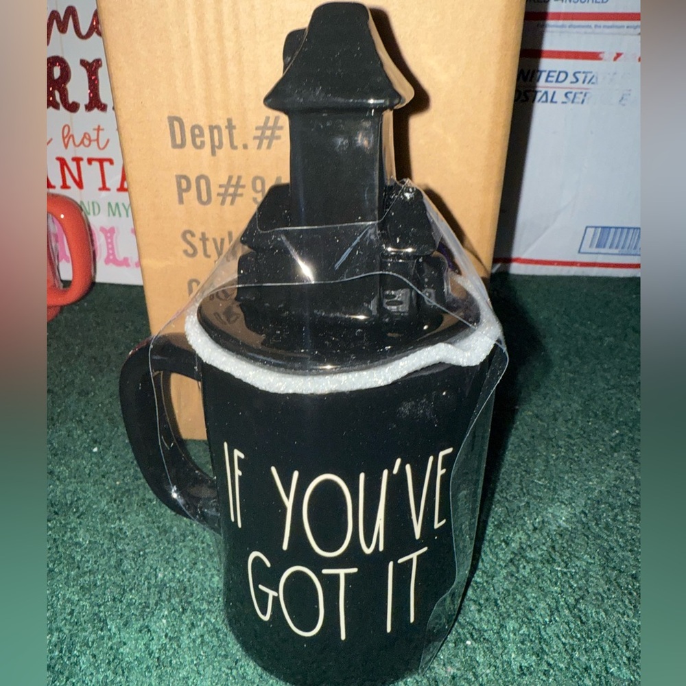Rae‎ Dunn Black Mug with Church Lid